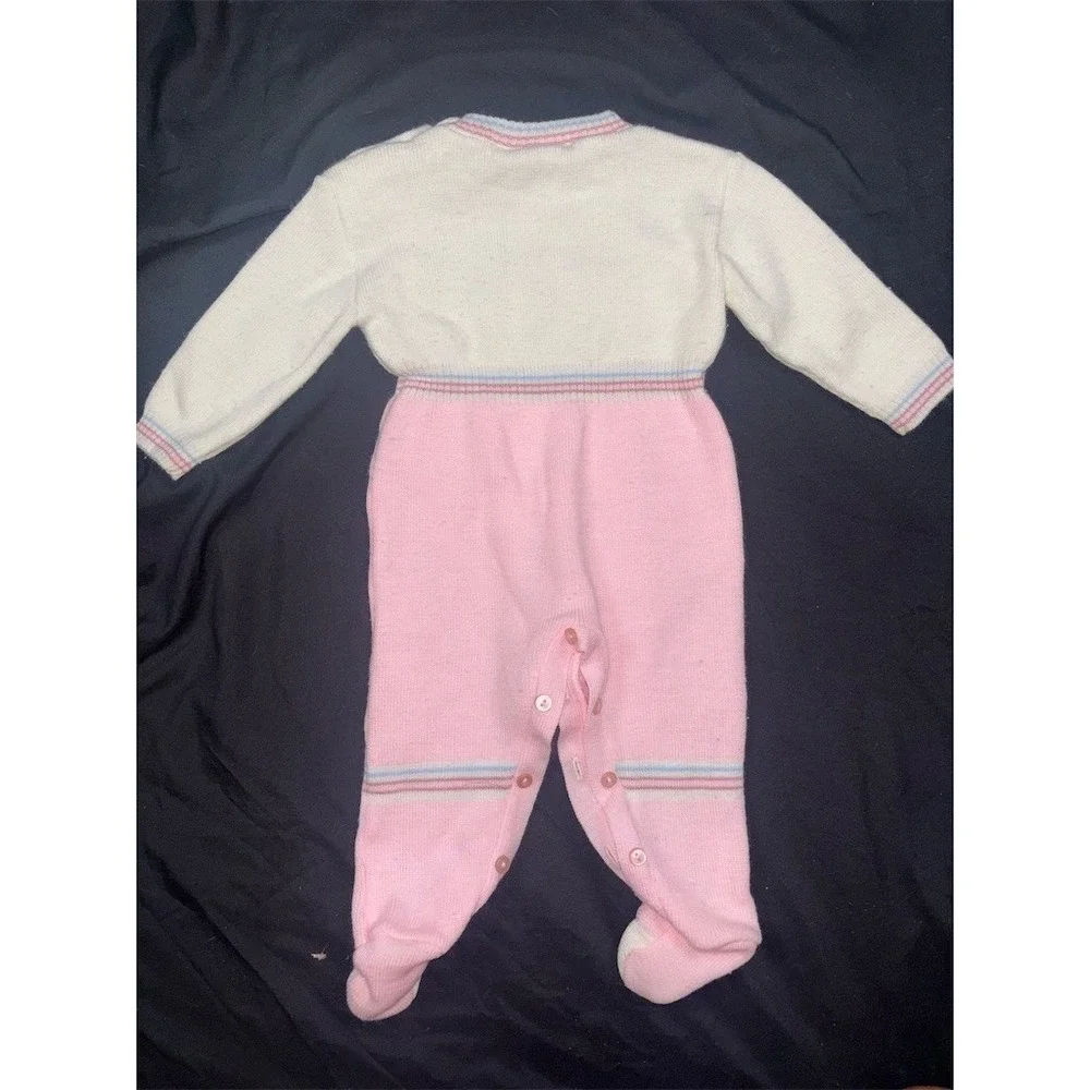 Friemani Vintage Baby Girls Footed One-Piece Romper Sleeper Pink Size 0-3M